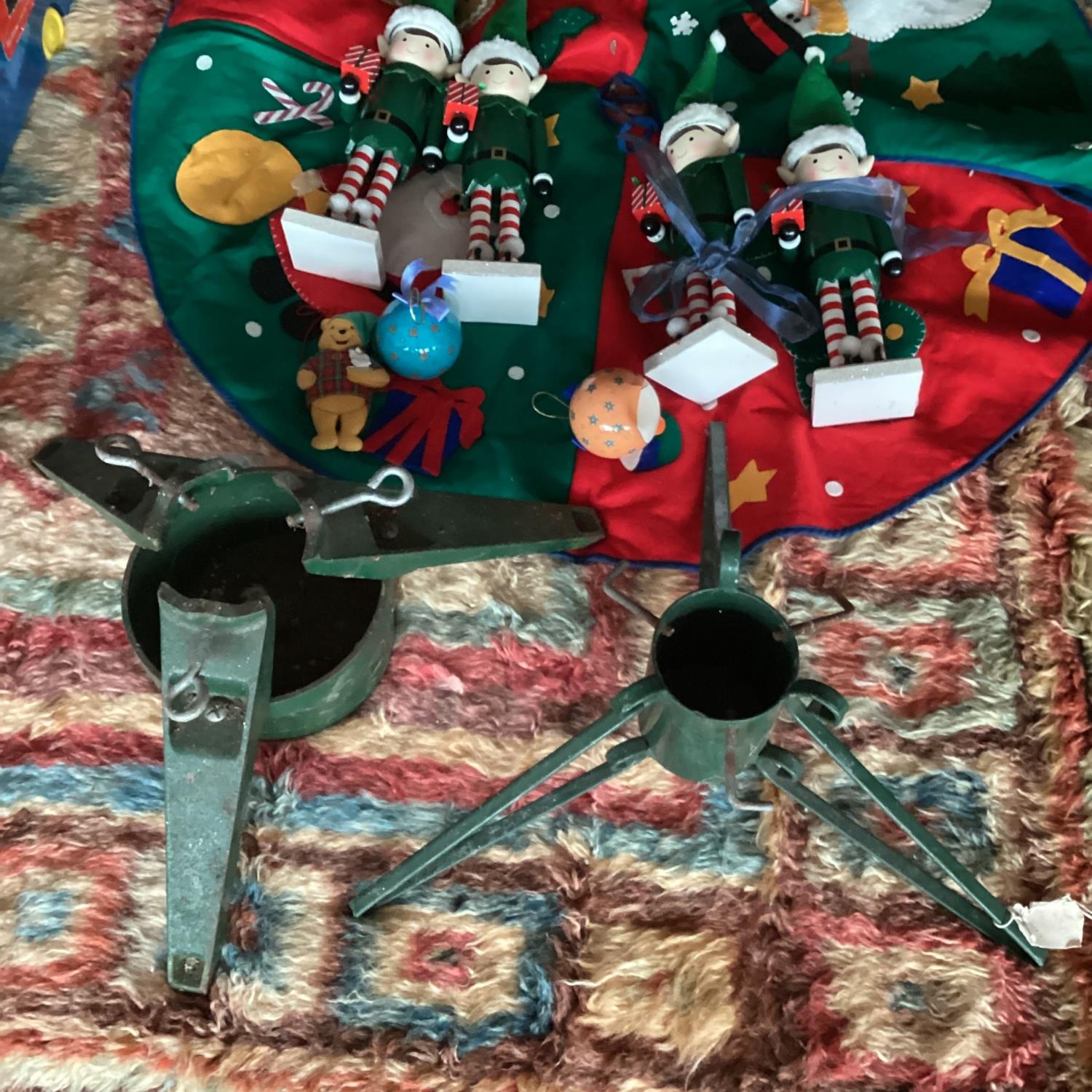 CHRISTMAS: Qty of Christmas decorations, including Christmas tree decorations, tree skirt, 4 - Image 3 of 6
