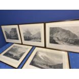After William Pars, Five black and white prints, Switzerland, 33 x 49cm framed and glazed,