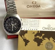 Omega Speedmaster Professional, manual wind chronograph wristwatch, the black dial with three