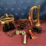 Pair of WW1 cased binoculars by W Watson & Sons Ltd, dated 1918, with broad arrow stamp, and a
