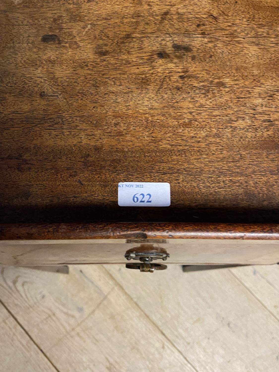 A small mahogany side table, tapered legs, cupboard door to front 36 x 77Hcm - Image 5 of 5