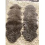 Two 100% sheepskin silver grey rugs, 160 x 60cm