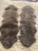 Two 100% sheepskin silver grey rugs, 160 x 60cm