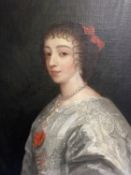 After Van Dyke, oil on canvas , Henrietta Maria, Christies stamp verso , 62 x 51cm