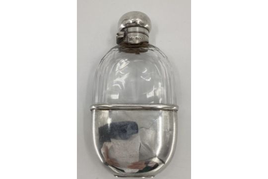 A sterling silver and cut glass hip flask by Mappin & Webb Sheffield 1899; A pair of sterling silver - Image 5 of 12