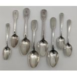 A collection of C19th century spoons, four serving spoons and four desert, various makers and dates,