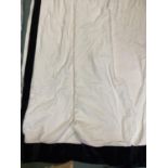 1 x pair of curtains with 255Drop x 70w; 1 x pair of cream curtains with black velvet border 270 x