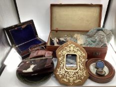 leather suitcase, boxes, mirrors, vintage leather goods, writing slope, frames etc