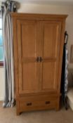 Modern two door oak style wardrobe, with drawer to base