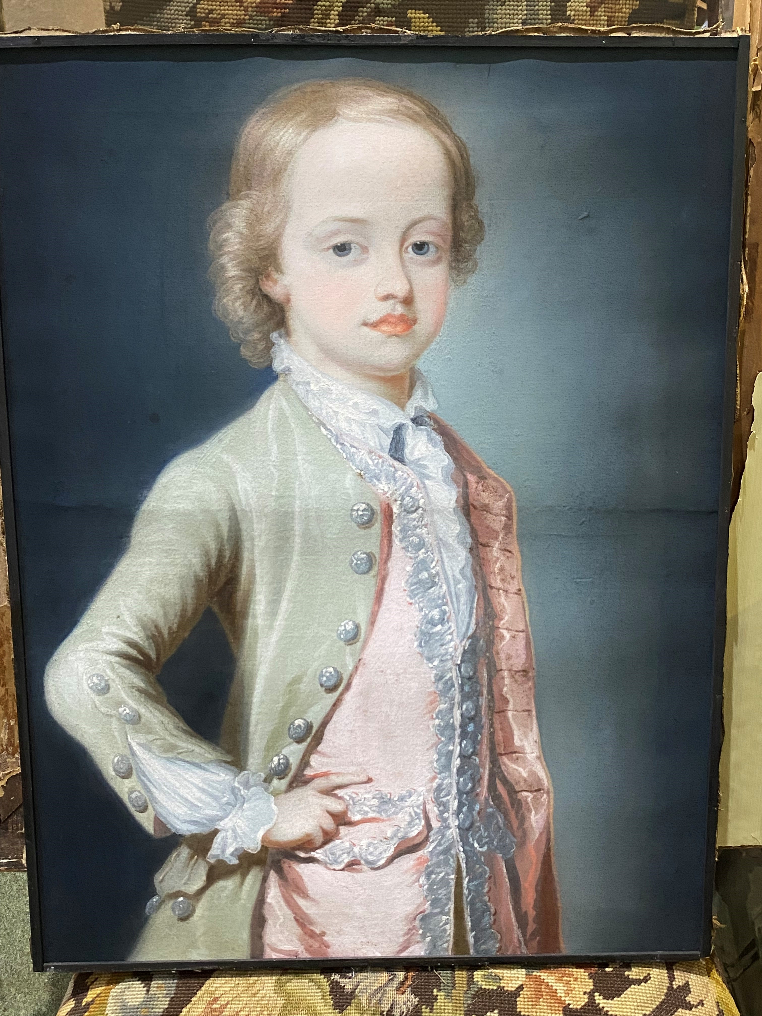 Manner of Thomas Gainsborough RA FRSA (1727-1788) three quarter length portrait of a young boy in - Image 5 of 5