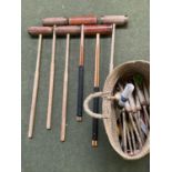 Part croquet set, as found