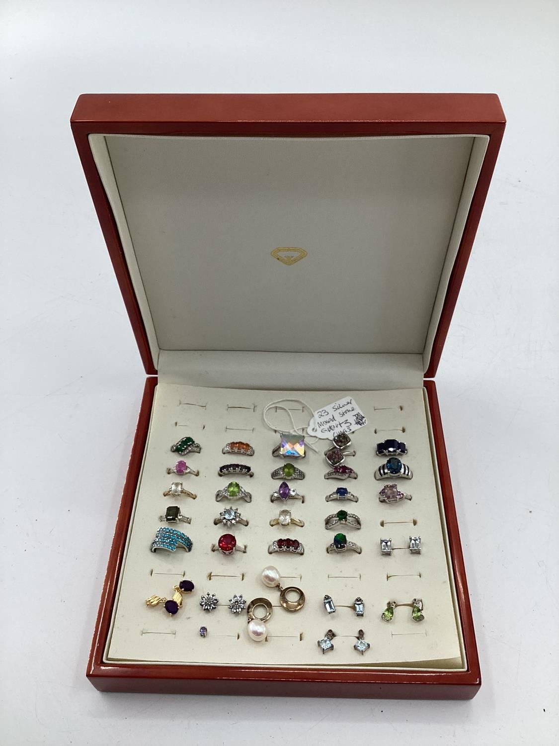 23 boxed silver and mixed stone jewellery rings etc