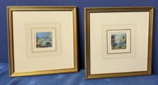 CHARLES VACHER RI (1818 - 1885) a pair of framed Gouache scenes 'An Italian Harbour' a view of