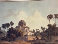 Pair of gilt glazed framed modern prints of Indian Scenes, by Thomas Daniels RA, 51 x 65cm