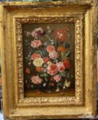 Manner of Jan Van Kessel, Still Life of Morning Glory, Peonies, Roses, Carnations in a glass vase