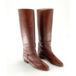 Gucci Brown leather boots, with classic horse bit at ankle, circa 1980s, size 39.5 (code