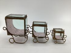 Three French style jewellery/display caskets, bevelled edge