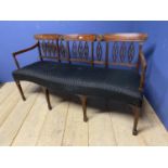 William IV mahogany three seater chair back serpentine front settee upholstered seat in black