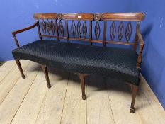 William IV mahogany three seater chair back serpentine front settee upholstered seat in black