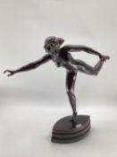 GOTTHILF JAEGER (1871-1933), a large patinated bronze figure of a naked dancing female c 1920,