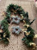 CHRISTMAS: Large garland decorated with red berries, pine cones, gold and green ribbons, 400cm,