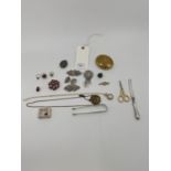 A collection of sterling silver, white metal jewellery together with a 9ct gem set ring , sterling