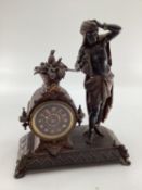 A late C19th cast spelter figural mantle clock, cast figure of an Arab gentleman in the manner of of