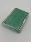 A sterling silver and engine turned enamel pocket snuff box, stamped 925 with import marks, maker