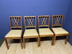 Set of 4 Arts & Crafts Style, contemporary oak dining chairs, made by LIZARD MAN, Peter Slater,
