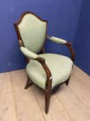 A good quality Hepplewhite style green upholstered show framed chair, from Mallet