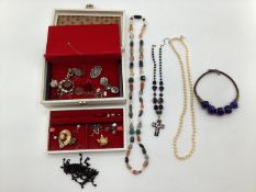 Modern jewellery box (as found) containing a quantity of costume jewellery