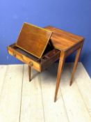 Edwardian inlaid ladies mahogany and satinwood side table, wit fitted drawer opening to reveal