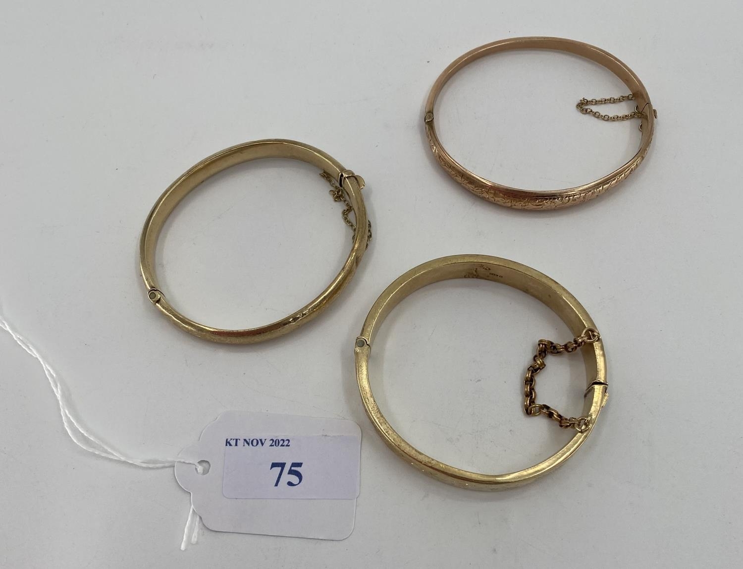 Three 9ct gold bangle bracelets 34.8g - Image 6 of 6