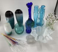 A quantity of colourful decorative glassware's to include vases, bottle vases,