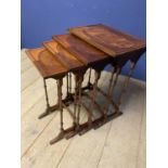 A good quartetto set of spider legged occasional tables with oval insets