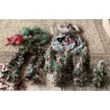 CHRISTMAS: 6 x table/desk/window decorations in shape of tree, 2 small garland and 3 other door