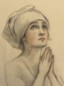 OLIVE SNELL, mixed media, "one small saint", 53 x 35cm, framed and glazed , signed in pencil