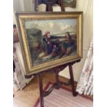 Large Victorian Cornish School, Marine beach scene of ladies and child, unsigned , some chalk