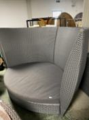 GARDEN FURNITURE: a very large grey faux rattan/all weather garden seat, with very high back, and