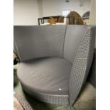 GARDEN FURNITURE: a very large grey faux rattan/all weather garden seat, with very high back, and