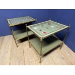 Fine Pair of Mid C20th two-tier brass and glass Etageres, in the Regency style by Mallett, London,