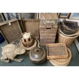 A good large quantity of modern basket wares and wooden wares, to include laundry baskets, bread