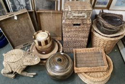 A good large quantity of modern basket wares and wooden wares, to include laundry baskets, bread