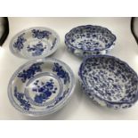 Decorative Modern Blue and White China: a Moyses Stevens large open bowl, and a similar one;