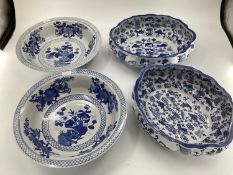 Decorative Modern Blue and White China: a Moyses Stevens large open bowl, and a similar one;