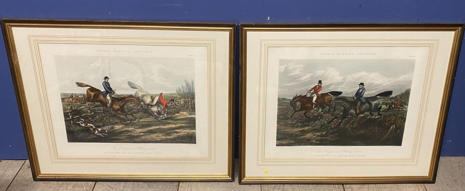six framed and glazed Hunting Prints, Fores's Hunting Sketches, "The Right and Wrong Sort", in - Image 2 of 8