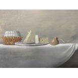 A still life oil on canvas interior scene in gilt frame, 15.5 cm x 23cm