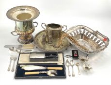 A collection of silver plated/EPNS items to include a swing handled basket, teapot etc