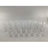 Set of 14 continental wine glasses, 14 port glasses ensuite