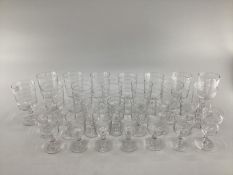 Set of 14 continental wine glasses, 14 port glasses ensuite